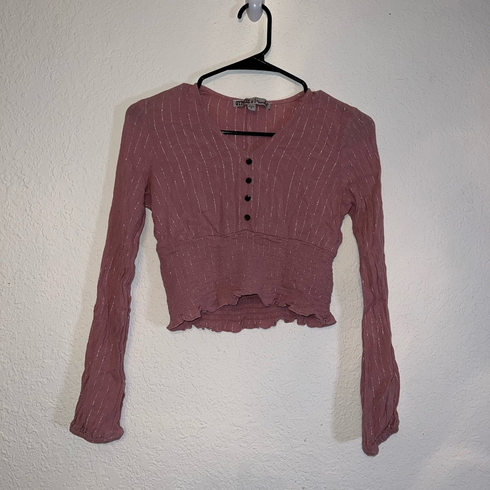 Gypsies $ Moondust long sleeve crop top, size Small